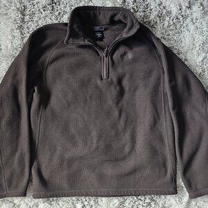 North Face 1/4 zip fleece, brown waffle style, medium (M)